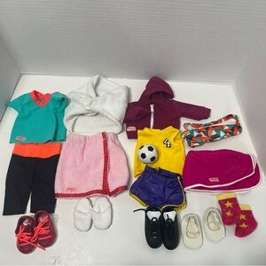 OUR GENERATION Girl 18” doll clothes lot fits American girl dolls soccer